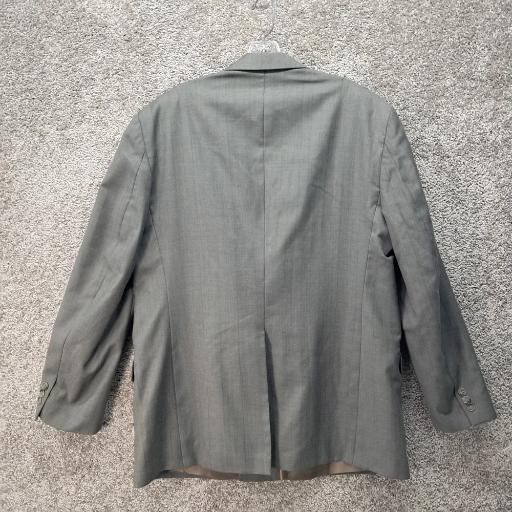 Haggar Imperial Mens Grey Pinstripe Double Breasted Blazer Jacket Size 42 8102
